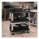Suncast Commercial® Three-Shelf Service Cart, Metal/Plastic, 3 Shelves, 300 lb Capacity, 20" x 34" x 37.92", Black (SUARC2030) Each