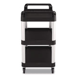 Suncast Commercial® Three-Shelf Service Cart, Metal/Plastic, 3 Shelves, 300 lb Capacity, 20" x 39.85" x 38.17", Black (SUARC2040) Each