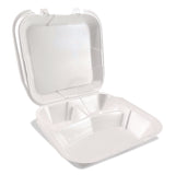 Plastifar Foam Hinged Lid Containers, 3-Compartment, 9 x 10 x 3, White, Foam, 200/Carton (PST12083) Case of 200