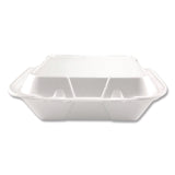 Plastifar Foam Hinged Lid Containers, 3-Compartment, 9 x 10 x 3, White, Foam, 200/Carton (PST12083) Case of 200