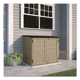Suncast Commercial® Horizontal Storage Shed, 4 ft 5" x 2 ft 8.5" x 3 ft 9.5", Sand/Slate (SUABMS3400X) Each
