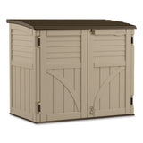 Suncast Commercial® Horizontal Storage Shed, 4 ft 5" x 2 ft 8.5" x 3 ft 9.5", Sand/Slate (SUABMS3400X) Each