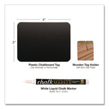Excello Global Products® Tabletop Chalkboard Tag, Black Surface, Teak Wood Holder, 3 x 4, 6/Pack (EXOEGPHD0508S) Pack of 6