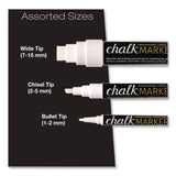 Excello Global Products® Liquid Chalk Markers, Assorted Tip Sizes and Types, White, 3/Pack (EXOEGPHD0511S) Pack of 3