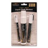 Excello Global Products® Liquid Chalk Markers, Assorted Tip Sizes and Types, White, 3/Pack (EXOEGPHD0511S) Pack of 3