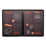 Excello Global Products® Menu Holder For 8.5 x 11 Menus, Portrait Orientation, 4-View, 9.6 x 12 Holder, Clear/Black/Silver, 10/Pack (EXOSPLSMENU4) Pack of 10