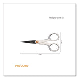 Fiskars® SoftGrip Nonstick Scissors, 5" Long, Straight White/Gray Handle (FSK1069763) Each