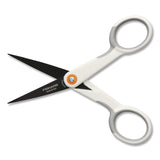 Fiskars® SoftGrip Nonstick Scissors, 5" Long, Straight White/Gray Handle (FSK1069763) Each