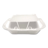 Plastifar Foam Hinged Lid Containers, 3-Compartment, 8.56 x 8 x 2.76, White, Foam, 200/Carton (PST12092) Case of 200