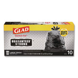 Glad Large Quick-Tie Trash Bags, Tie-Flap, 30 gal, 0.81 mil, 30 x 33, Black, 10 Bags/Box, 12 Boxes/Carton (CLO00079CT) Case of 12