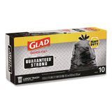 Glad Large Quick-Tie Trash Bags, Tie-Flap, 30 gal, 0.81 mil, 30 x 33, Black, 10 Bags/Box, 12 Boxes/Carton (CLO00079CT) Case of 12