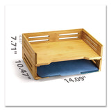 Officemate Bamboo Stackable Desktop Document Trays, 2 Sections, Letter Size Files, 14.09" x 10.47" x 4.4", Brown, 2/Pack (OIC71004) Pack of 2