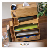 Officemate Bamboo Stackable Desktop Document Trays, 2 Sections, Letter Size Files, 14.09" x 10.47" x 4.4", Brown, 2/Pack (OIC71004) Pack of 2