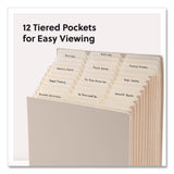 Smead Stadium File, 10.5" Expansion, 12 Sections, 1/3-Cut Tabs, Letter Size, Beige (SMD70226) Each
