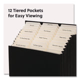 Smead Stadium File, 10.5" Expansion, 12 Sections, 1/3-Cut Tabs, Letter Size, Charcoal (SMD70227) Each