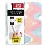 Five Star® Brushy Moves Pastel Waves Design Notebook w/ Study App, 1-Subject, Wide/Legal Rule, Assorted Cover Color, (80)11 x 8.5 Sheets (MEA930060F) Each