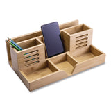 Officemate Bamboo Desk Organizer, 7 Compartments, 14.09 x 8.62 x 5.28, Natural Wood Grain, Bamboo (OIC71001) Each
