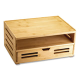 Officemate Bamboo Stackable Document Organizer with Drawer, 2 Sections, Letter Size Files, 14.09" x 10.08" x 7.7", Brown (OIC71005) Each