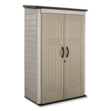 Rubbermaid® Vertical Storage Shed, 53 cu ft, 2.5 ft x 4 ft x 7 ft, Sandstone/Faint Maple (RUB5L3000SDONX) Each