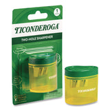 Ticonderoga® Two Hole Pencil Sharpener, 2 x 2 x 1.25, Green/Yellow (DIXX392010001) Each