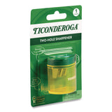 Ticonderoga® Two Hole Pencil Sharpener, 2 x 2 x 1.25, Green/Yellow (DIXX392010001) Each