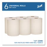 Scott® Essential 100% Recycled Fiber Hard Roll Towel, 1-Ply, 8" x 800 ft, 1.5" Core, Brown, 6 Rolls/Carton (KCC56758) Case of 6