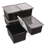 Storex Storage Bin with Lid, 4 gal, 11.25" x 11.25" x 7.87", Black, 6/Pack (STX61427U06C) Each