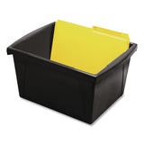 Storex Storage Bin with Lid, 4 gal, 11.25" x 11.25" x 7.87", Black, 6/Pack (STX61427U06C) Each