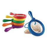 Learning Resources® Jumbo Magnifers Set, 4.5X Plastic Lens, 4.5" dia, Assorted Colors, 6 Magnifiers (LRNLER2774) Each