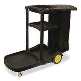 Nexstep Commercial Products Premier Janitor Cart, 2 Shelves, Plastic, 18.25 x 44.5 x 38, Black (NCP96980) Each