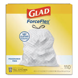Glad® ForceFlex Kitchen Drawstring Trash Bags, Drawstring, 13 gal, Unscented, 23.47 x 25.38, White, 110 Bags/Box, 3 Boxes/Carton (CLO22541CT) Case of 330