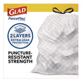 Glad® ForceFlex Kitchen Drawstring Trash Bags, Drawstring, 13 gal, Unscented, 23.47 x 25.38, White, 110 Bags/Box, 3 Boxes/Carton (CLO22541CT) Case of 330