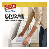 Glad® ForceFlex Kitchen Drawstring Trash Bags, Drawstring, 13 gal, Unscented, 23.47 x 25.38, White, 110 Bags/Box, 3 Boxes/Carton (CLO22541CT) Case of 330