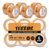 Tape Terror™ Heavy-Duty Packaging Tape, 3" Core, 1.88" x 54.6 yds, Clear, 6/Pack (CH7TT05740) Pack of 6