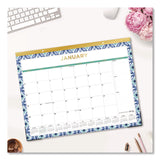 Blue Sky® Tile Monthly Desk Pad Calendar, Geometric Artwork, 22 x 17, White/Blue/Green Sheets, 12-Month (Jan to Dec): 2026 (BLS133694) Each