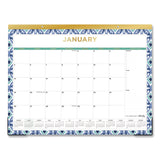 Blue Sky® Tile Monthly Desk Pad Calendar, Geometric Artwork, 22 x 17, White/Blue/Green Sheets, 12-Month (Jan to Dec): 2026 (BLS133694) Each