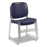 NPS® 8500 Series Ultra-Compact Plastic Stack Chair, Supports Up to 500 lbs, 17" Seat Height, Blue Seat/Back, Chrome Base, 4/Pack (NPS85054) Each