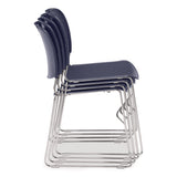 NPS® 8500 Series Ultra-Compact Plastic Stack Chair, Supports Up to 500 lbs, 17" Seat Height, Blue Seat/Back, Chrome Base, 4/Pack (NPS85054) Each