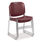 NPS® 8500 Series Ultra-Compact Plastic Stack Chair, Supports 500 lbs, 17" Seat Height, Burgundy Seat/Back, Chrome Base, 4/Pack (NPS85084) Each