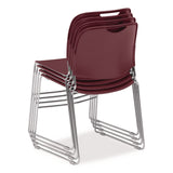 NPS® 8500 Series Ultra-Compact Plastic Stack Chair, Supports 500 lbs, 17" Seat Height, Burgundy Seat/Back, Chrome Base, 4/Pack (NPS85084) Each