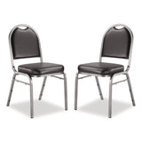 NPS® 9200 Series Premium Upholstered Stack Chair, Vinyl, Supports Up to 500 lb,19" Seat Height, Black Seat/Back, Silver Base, 2/PK (NPS9210SV2) Each