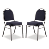 NPS® 9200 Series Premium Upholstered Stack Chair, Fabric, Supports 500 lb, 19" Seat Ht, Midnight Blue Seat/Back, Silver Base, 2/PK (NPS9254SV2) Each