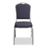 NPS® 9300 Series Deluxe Upholstered Stack Chair, Fabric, Supports 500 lb, 19" Seat Ht, Midnight Blue Seat/Back, Silver Base, 2/PK (NPS9354SV2) Each