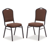 NPS® 9300 Series Deluxe Upholstered Stack Chair, Fabric, Supports 500 lb, 19" Seat Height, Chocolatier Seat/Back, Black Base, 2/PK (NPS9361BT2) Each