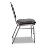 NPS® 9200 Series Premium Upholstered Stack Chair, Vinyl, Supports Up to 500 lb,19" Seat Height, Black Seat/Back, Silver Base, 2/PK (NPS9210SV2) Each