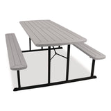NPS® Blow Molded Folding Picnic Table, Rectangular, 57w x 72d x 29.5h, Speckled Gray Top, Black Base/Legs (NPSBMPT3072BK02) Each