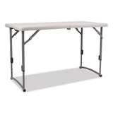 NPS® Plastic Fold-in-Half Adjustable Height Table, Rectangular, 24w x 48d x 22h to 35h, Speckled Gray Top, Gray Base/Legs (NPSBFHT2448A) Each