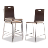 NPS® Bushwick Series Bentwood Stool, Counter Height, Supports Up to 500 lb, 24" Seat Height, Espresso Seat/Back, Chrome Base, 4/PK (NPSBCM214) Each