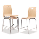 NPS® Bushwick Series Bentwood Stool, Counter Height, Supports Up to 500 lb, 24" Seat Height, Natural Seat/Back, Chrome Base, 4/PK (NPSBCM224) Each