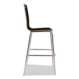 NPS® Bushwick Series Bentwood Stool, Supports Up to 500 lb, 30" Seat Height, Black Seat, Black Back, Chrome Base, 4/Pack (NPSBCS234) Each